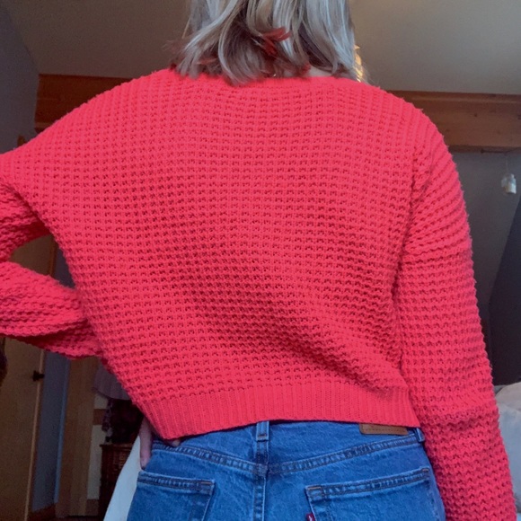 Charlotte Russe Neon Pink Cropped Sweater - Picture 2 of 5